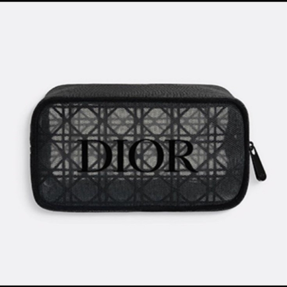 Low Start Dior-Mesh Logo Zip Pouch / Crossbody Bag-Chain Strap & DIOR Ribbon - Picture 2 of 4